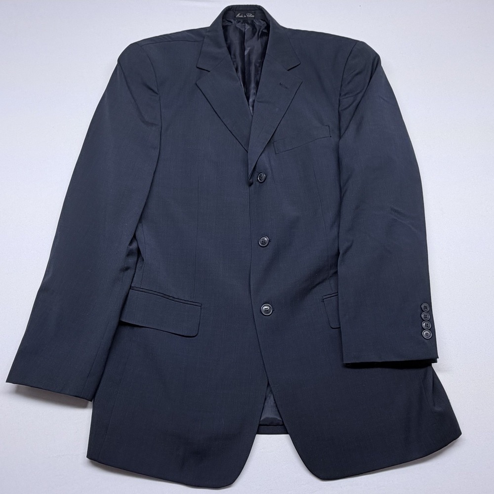 🟡 Lineage Milan-New York Men's‎ 3-Button Suit Jacket Blazer Navy Blue Size L/XL